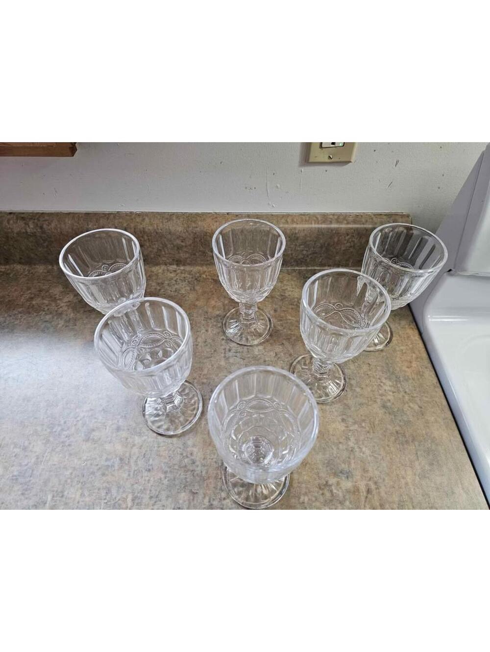 LG Wright Footed Goblets EYEWINKER 6 Glasses In Set
